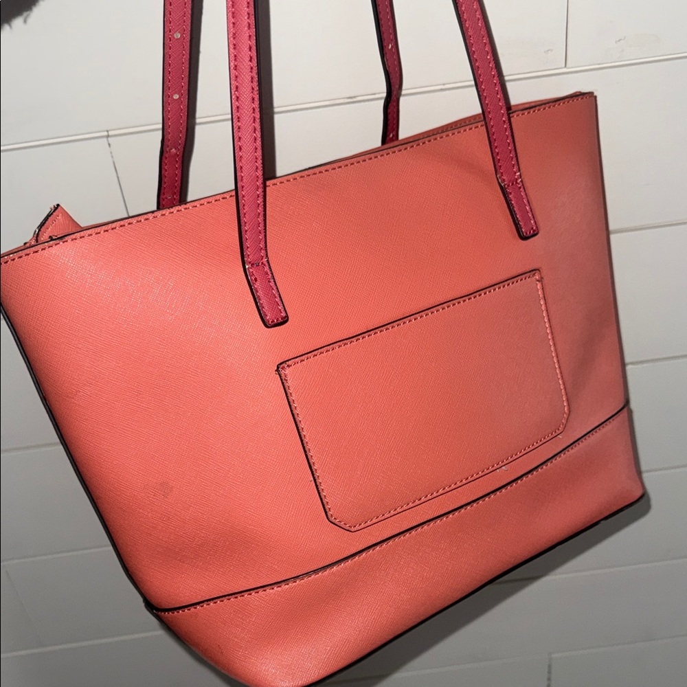 Guess Coral Tote with Floral Detail - Picture 2 of 8